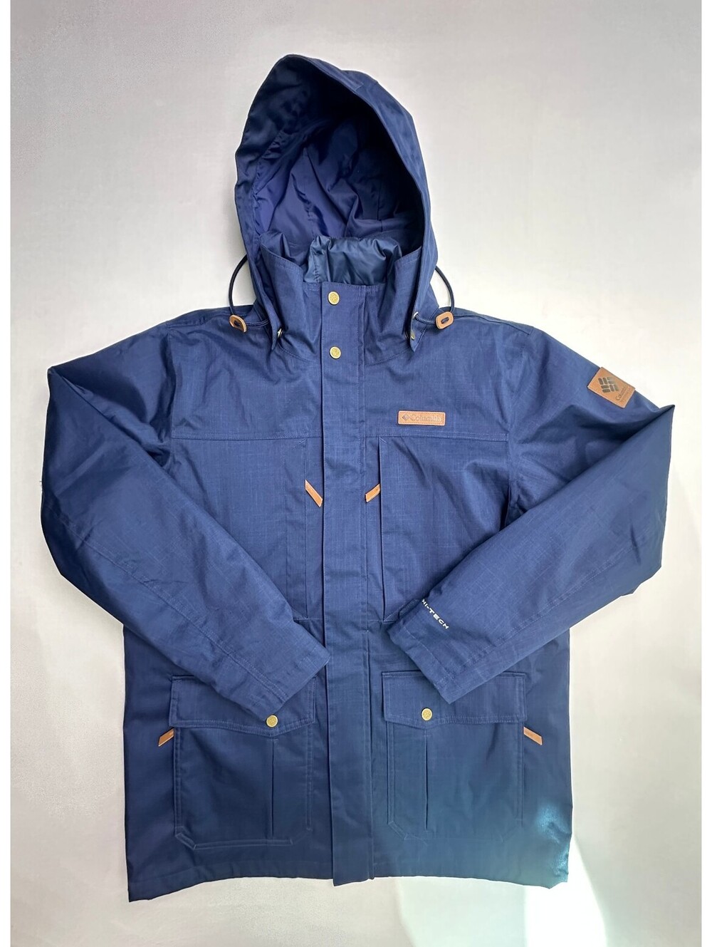 Columbia Interchange Omni-Tech Blue Hooded Jacket L NWOT